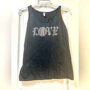 Black Tank Top with Rhinestone baseball Love Design size large